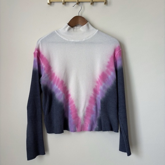 T.LA Waffle Knit Tie Dye Top XS Mock Neck Boho Anthropologie - Picture 6 of 6